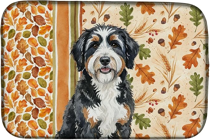 Caroline's Treasures Berndoodle Heirloom Fall Dish Drying Mat Absorbent Dish Drying Mat Pad for Kitchen Counter Dish Drainer Mat for Countertop, 14 x 21", Multicolor