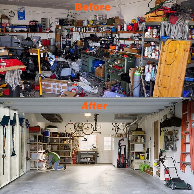 AOBEN Garage Hooks Heavy Duty, Steel Garage Storage Hooks, Utility Tool Hangers and Combinable Wall Mount Garage Hooks for Organizing Ladders, Bikes, Hoses, and More Equipment (S Hooks, 4 Pack)