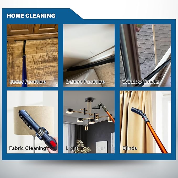 for Dyson Vacuum Cleaning Tools for Hard to Reach Places: Flexible Crevice Tool and Soft Dust Brush with Adjustable Angle - Vacuum Attachments for Dryer Vents, Corner, Ceiling Fans, Top of Furniture