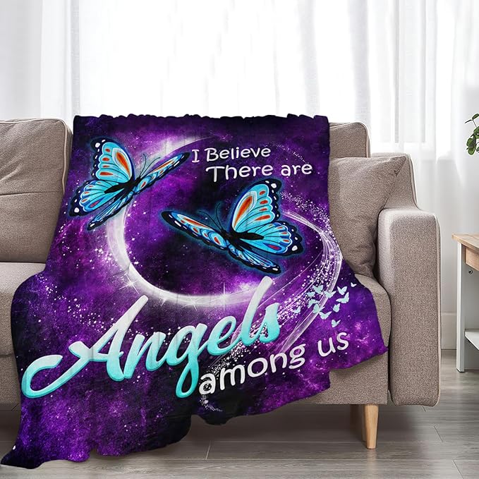 Tijuboni Butterfly Throw Blanket Blue Butterfly Gifts for Girls Boys Women Men Kids Adults Soft Flannel Fleece Blanket for Couch Sofa Bed Home Decor 60"x80"