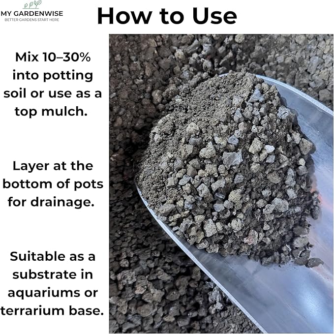 GARDENWISE Lava Rocks for Plants (3/8’’ Minus), Natural Black Lava Rocks, Succulent & Terrarium Horticultural Volcanic Rock, Ideal Drainage for Potted Plants, Made in USA (3 qts - 4.8 lbs)