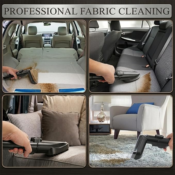 Couch & Upholstery Cleaner Machine, Portable Carpet Shampooer Machine with 17KPa Powerful Suction, Dual Brush Heads for Deep Cleaning Car Seat, Rug, Furniture, Stairs, Sofa, Spot & Pet Mess, Black