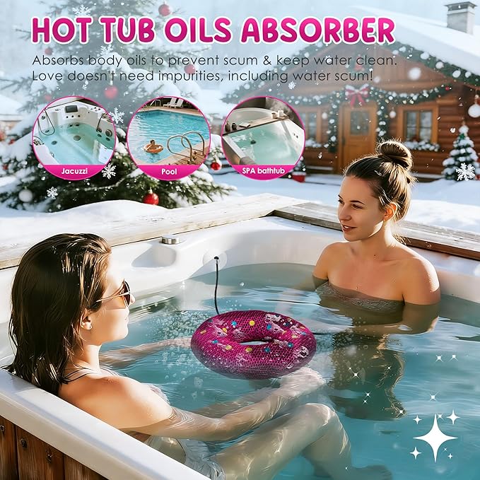 Ray Hot Tub Scum Absorber - Reusable Stingray Floating Spa Sponge & Oil Remover with Optional Tether - Washable Devilfish Oil Absorbing Sponge for Jacuzzi, Pool, and Bath (Donut 1 Pack)
