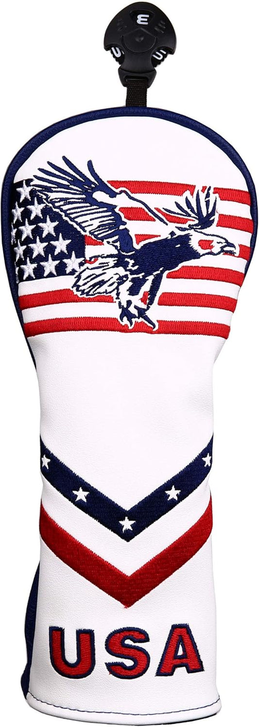 USA Flag and Eagle Golf Driver/Fairway Wood/Hybrid/Iron/Mallet Putter/Blade Putter Head Cover