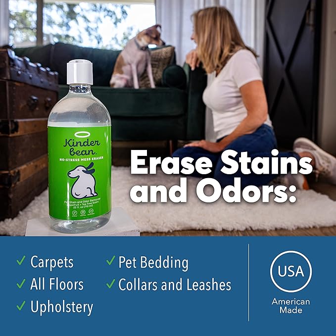 No-Stress Mess Eraser – Dog & Cat Urine Stain & Odor Remover, 24 oz, Enzyme Bio-Active Cleaner for Carpet, Upholstery & Car Seats, Helps Remove Pet Smell from Home & Car, Grapefruit & Tea Tree