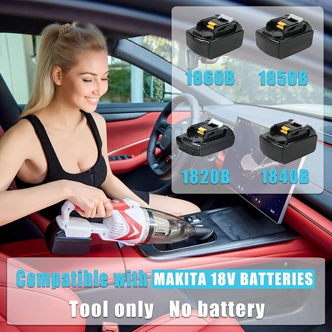 Cordless Vacuum Cleaner for Makita Battery,Wireless Handheld Power Vacuum Cleaner for Home, Boat, Workshop, Pet Hair, Furniture Cleaning(Tool Only No Battery)