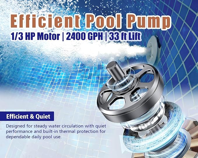 CIPU 12-inch Sand Filter Pump System Handy 4-Way Valve for Above Ground Swimming Pools with Prefilter Pool Pump 115V 6-Foot Cord to Easy Installation SFPS12501