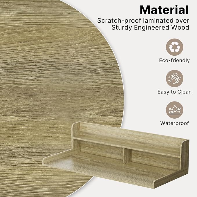 Washer Dryer Countertop with Non-Slip Pads, 2.75" H Guard, 54" W x 27.5" D Wood Laundry Countertop Cover, Large Space Washer Dryer Topper for Laundry Room Organization(Light Wood)