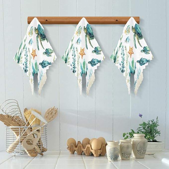 Underwater Turtle Fish Plant Kitchen Towels Dish Cloths Set of 6 Microfiber Cleaning Cloths for Cars Super Absorbent Machine