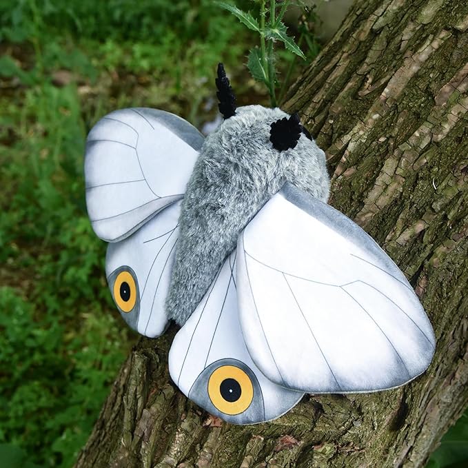 Cute Moth Plush Toy, White Moth Stuffed Animals 11in, Handmade Big Mothman Insect Plushie Model Toy, Unique Plush Gift Collection for Kids