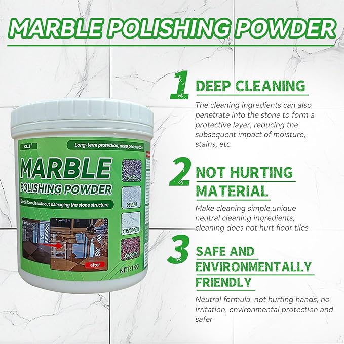 Marble Polishing Powder Natural Stone Cleaner Kitchen Worktops Polishing Powder | Suitable for All Kinds of Stone Polishing - Marble Polishing Treatment for Restoring Shine (1KG)