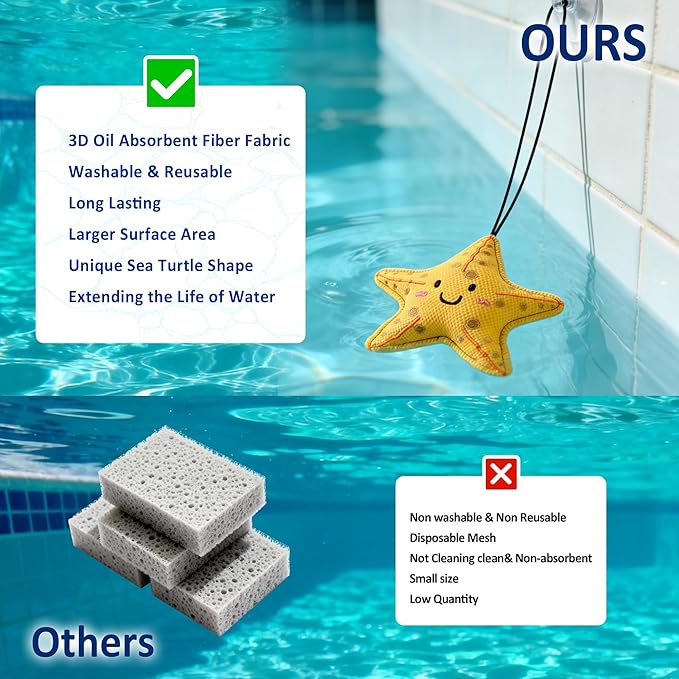 2 Pack Hot Tub Scum Absorber, Upgrade Reusable Starfish and Squid Hot Tub Absorber Accessories Sponge for Spa & Pool Cleaner, Hot Tub Oil Absorbing Keeps Water Clean