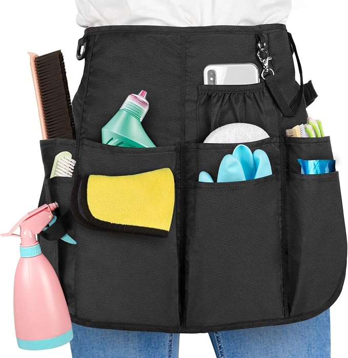 LoDrid Large Wearable Cleaning Caddy Bag and Cleaning Apron for Cleaners & Housekeepers