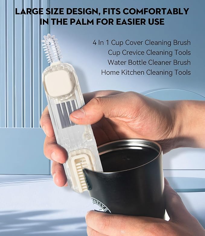 VIDONIO 4 in 1 Cup Lid Gap Cleaning Brush, Multifunctional Insulation Bottle Cleaning Tools, Mutipurpose Tiny Silicone Cup Holder Cleaner, Home Kitchen Cleaning Tools