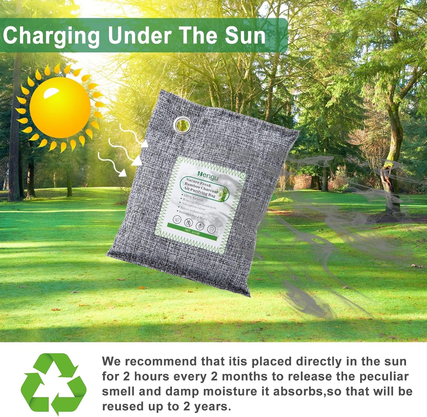 Activated Charcoal Odor Absorber (Large, 12 Pack, 100g each), Natural Charcoal Bags Odor Absorber Bamboo Charcoal Air Purifying Bag for Home, Fridge, Cabinet