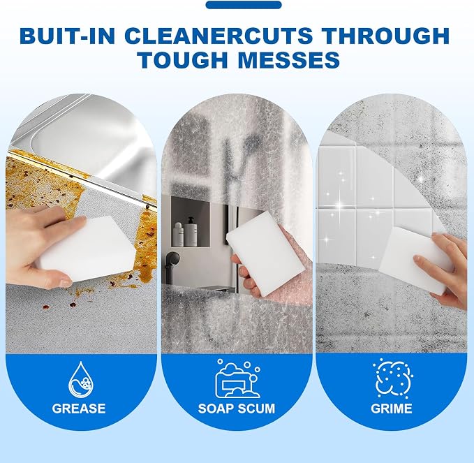 21-Pack Extra-Thick Melamine Sponges – 3.94" × 2.76" × 1.18" Durable Kitchen & Bathroom Cleaning Pads – Powerful, Non-Scratch, Water-Activated Magic Sponge