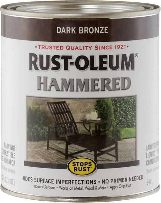 Rust-Oleum 239075 Stops Rust Hammered Finish Paint, Quart, Dark Bronze, (Pack of 1)