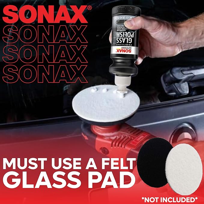 SONAX PROFILINE GlassPolish (250 ml) - removes slight scratches, blinding and etching from car windows made from glass. Silicone free | Item No. 02731410