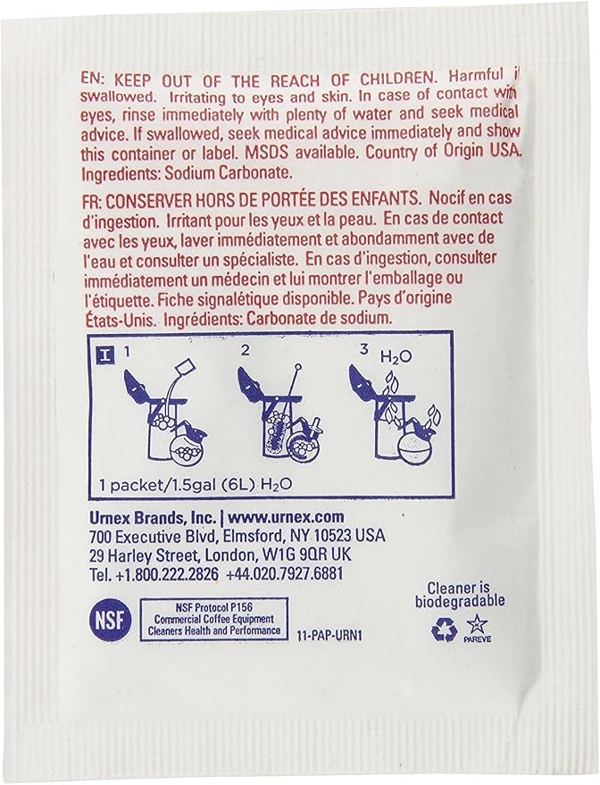 Urnex Original Urn & Brewer Cleaner, Brown, Unscented, 48 Oz, 48 Count