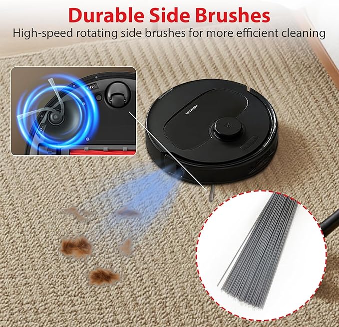 21 Pack Replacement Accessories Fit for Roborock QV 35A, QV 35S, QR 598, QR 798 Robot Vacuum,1 Main Brush,6 Side Brushes,4 HEPA Filters,4 Mop Pads,4 Dust Bags