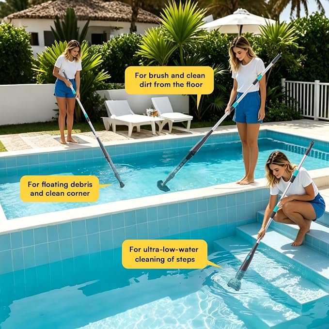 Handheld Pool Vacuum for Above Ground Pool, Cleans Hot Tubs,20 Gallons/Min Powerful Suction & Lightweight,90 Mins Running Time, Comes with Storage Bag, Ideal for Cleaning Debris and Sand,Black