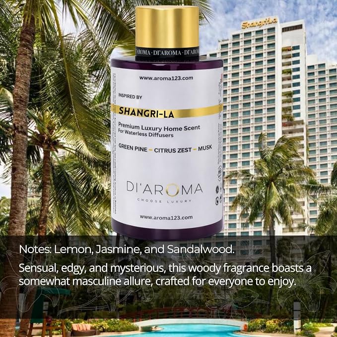 Di’Aroma Shangri-La Aroma Oil Blend Plastic Purple Bottle 120ml Pack of 2, Resort Collection, Diffuser Aroma Oil Blends, Waterless Diffuser, Made in USA (Pack of Two 120ml, Shangri-La)