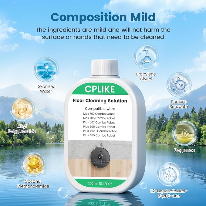 CPLIKE 2 Pack Floor Cleaning Solution Compatible with Roomba Plus 405/4020 / 505/507 Max 705/707 Combo Robots, Mopping Concentrate for 400 (4000), 500 & 700 Series, 10.1 fl oz