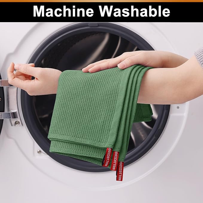 Homaxy 100% Cotton Waffle Weave Dish Cloths - 6 Pack Soft and Absorbent Dish Towels - 12 x 12 Inches Quick Dry Dish Rags - Grass Green