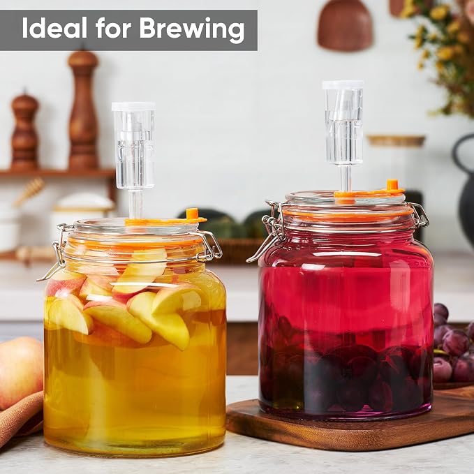 0.6 Gal Fermentation Kit, Glass Jars, Weights & Airlocks, 2 Pack | Perfect for Sauerkraut, Kimchi, Kombucha and Pickles