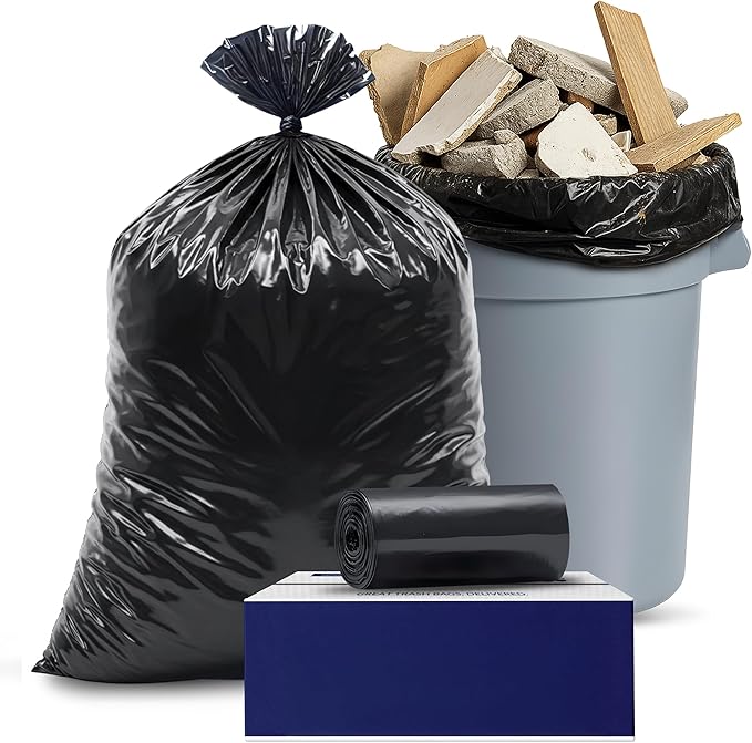 Plasticplace Contractor Trash 42 Gallon │ 3.0 Mil │ Black Heavy Duty Garbage Bag │ 33” x 48” (50 Count) (CON50)