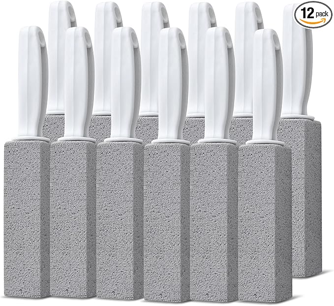 Pumice Stone Toilet Bowl Cleaner, 12 Pack Pumice Stone for Cleaning Toilet with Handle, Bathtubs, Sinks, Grills, Swimming Pools