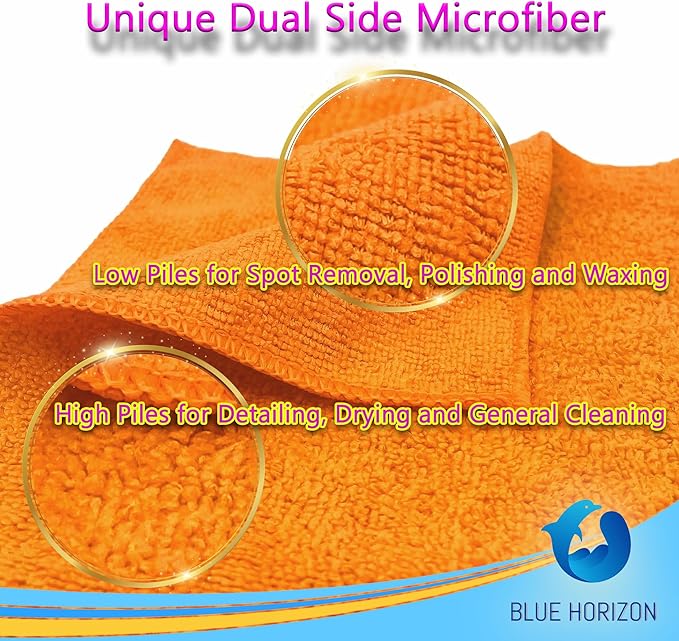 Large Microfiber Cleaning Towels, 36-Pack, Ultra Soft Plush Washcloths, Professional Grade Premium Microfiber Detailing Cleaning Cloth for Car, Household and Commercial (Orange, 16" x 16")
