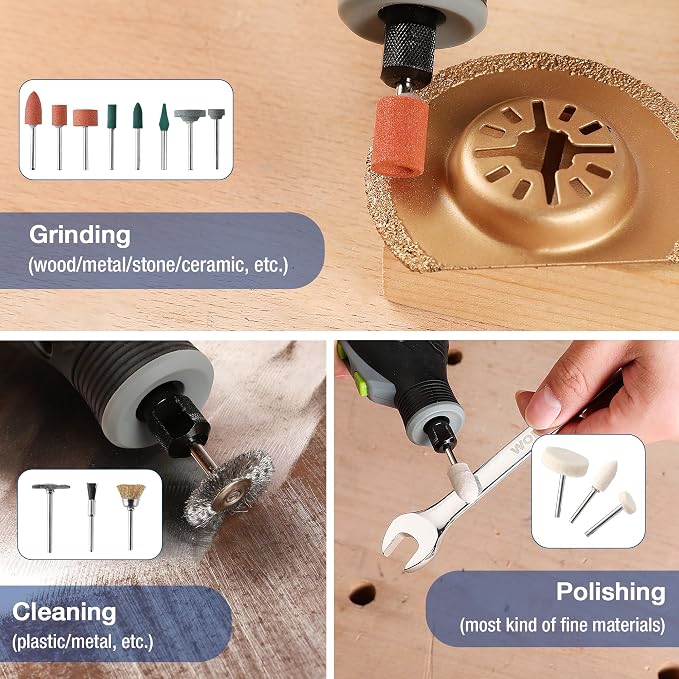 WORKPRO 476PCS Rotary Tool Accessories Kit, 1/8" Shank Rotary Tool Bits | Universal Attachments for Easy Cutting, Sanding, Grinding, Carving, Polishing, Drilling and Engraving