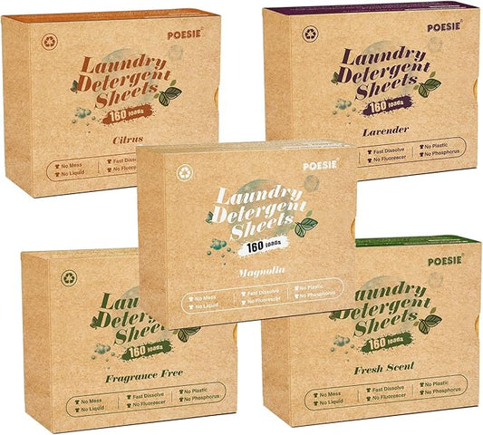 Poesie Laundry Detergent Sheets Multiple Scent 800 Loads Great For Home Dorm Travel Apartments Save Space