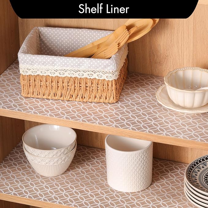 Cooyes Shelf and Drawer Liner for Kitchen Cabinets – Non-Adhesive, Waterproof, Non-Slip Cabinet Liners for Scratch Protection, Desk, Refrigerator, Shelves, Drawers with Modern Pattern