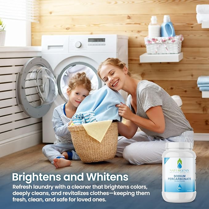 Sodium Percarbonate Powder 99% Purity - Oxygen Bleach, Hydrogen Peroxide Release Cleaner for Laundry, Dishwasher, Deodorizing & Stain Removal, Multi-Surface Use, Color-Safe (18 lbs)