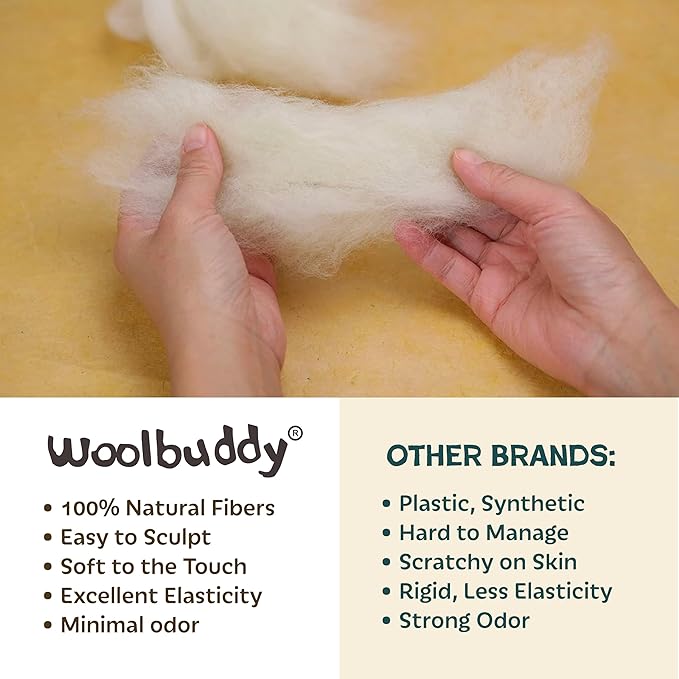 Woolbuddy Needle Felting Wool – 8oz Chunky Wool Roving in Black, Felting Wool for Needle Felting Kit, Wet & Dry Felting Projects
