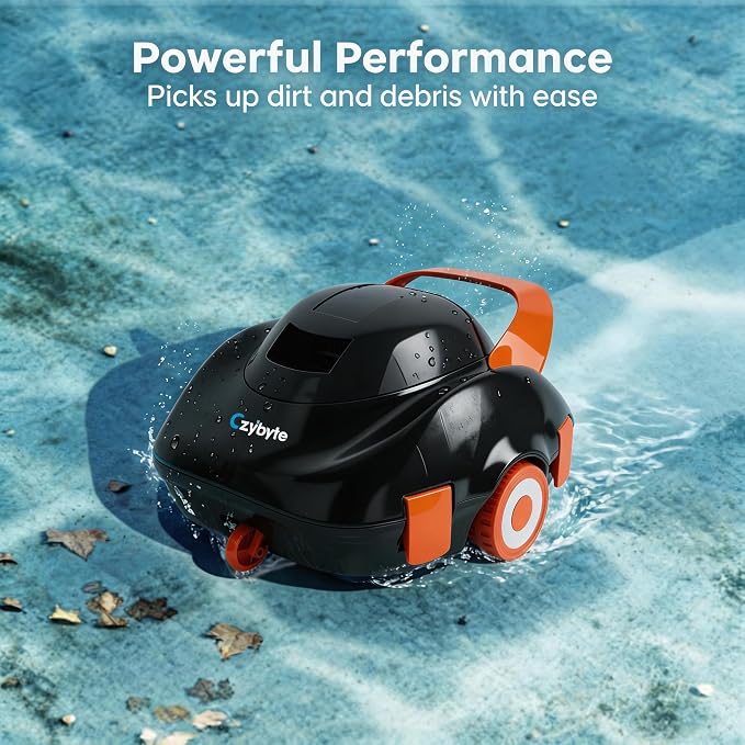 Robotic Pool Cleaner, Cordless Pool Vacuum with 18.5 GPM Powerful Suction,120-Min Runtime, Self-Parking, Pool Vacuum for Above-Ground & Flat Pools to 860 sq.ft,Orange