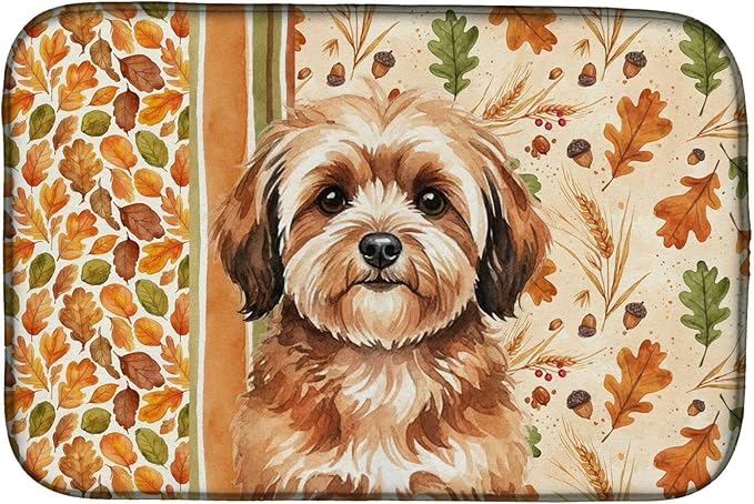 Caroline's Treasures Sable Havanese Heirloom Fall Dish Drying Mat Absorbent Dish Drying Mat Pad for Kitchen Counter Dish Drainer Mat for Countertop, 14 x 21", Multicolor