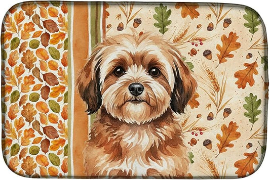 Caroline's Treasures Sable Havanese Heirloom Fall Dish Drying Mat Absorbent Dish Drying Mat Pad for Kitchen Counter Dish Drainer Mat for Countertop, 14 x 21", Multicolor