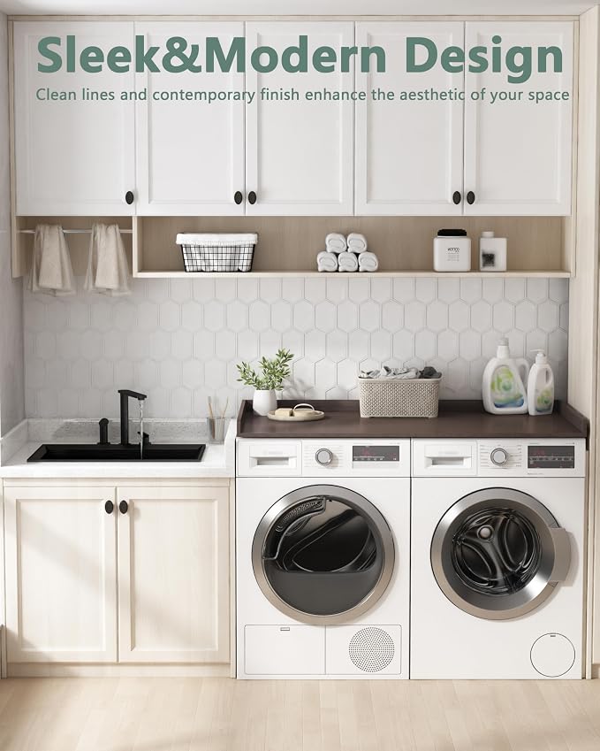 Piskyet Washer Dryer Countertop,Laundry Countertop with Edge Rails,27.5" Depth x 54" Wood Countertop For Washer and Dryer,Laundry Machine Topper for Laundry Room Organization and Storage(Walnut Color)