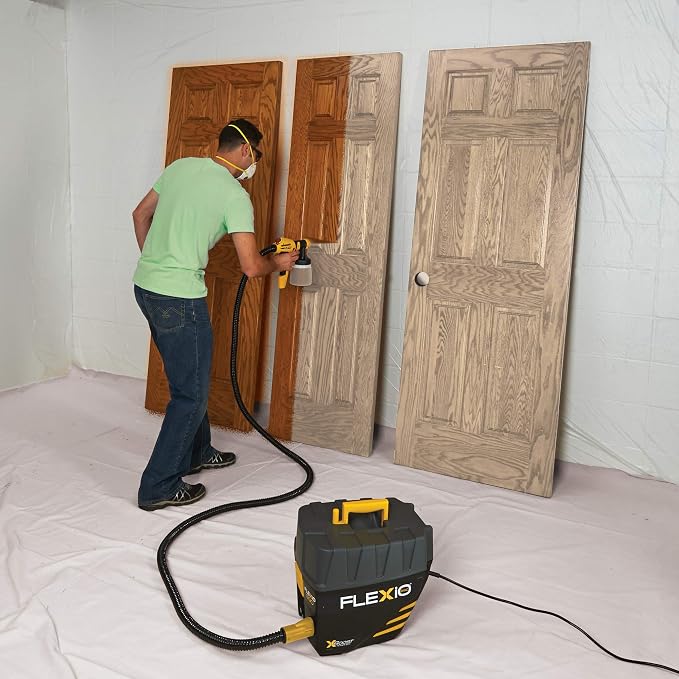 Wagner Spraytech 0529091 FLEXiO 5000 Stationary HVLP Paint & Stain Sprayer, Sprays Most Unthinned Latex, Includes 2 Nozzles, iSpray Nozzle & Detail Finish Nozzle, Complete Adjustability for All Needs