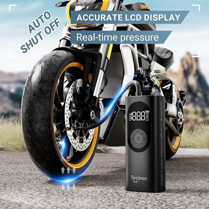 Tire Inflator Portable Air Compressor for Car with 12 AC/DC Power Adapter Kit