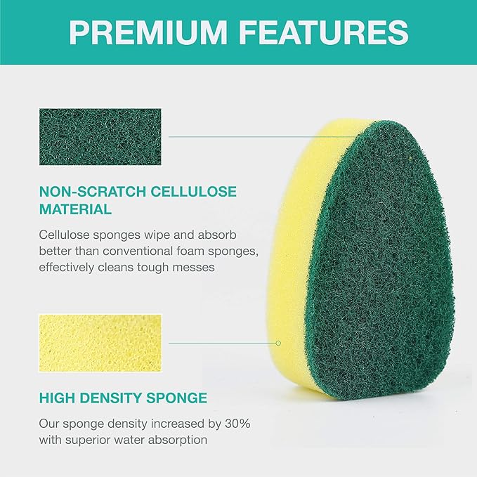 Dishwand Refills Sponge Heads, Dish Wand Refill Non Scratch Replacement,HELIME Natural Dishwand Refills Sponge, Non Scratch Dish Wand Sisal Hemp Replacement Brush Head