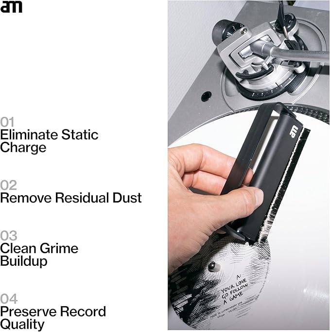 am Premium 4-in-1 Vinyl Cleaning Kit – Record Cleaner Liquid, Anti-Static Brush, Stylus Cleaner & Microfiber Cloth – Essential Record Cleaning Kit for Turntables and Vinyl Record Players