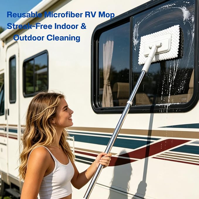 Mini Mop, Hands-Free One-Touch Pad Release, 360° Rotating Head, Wet & Dry, Extends Up to 48in Handle, Zero-Cost Old Cloth Compatible for Hardwood Floors, RV & Pet Hair