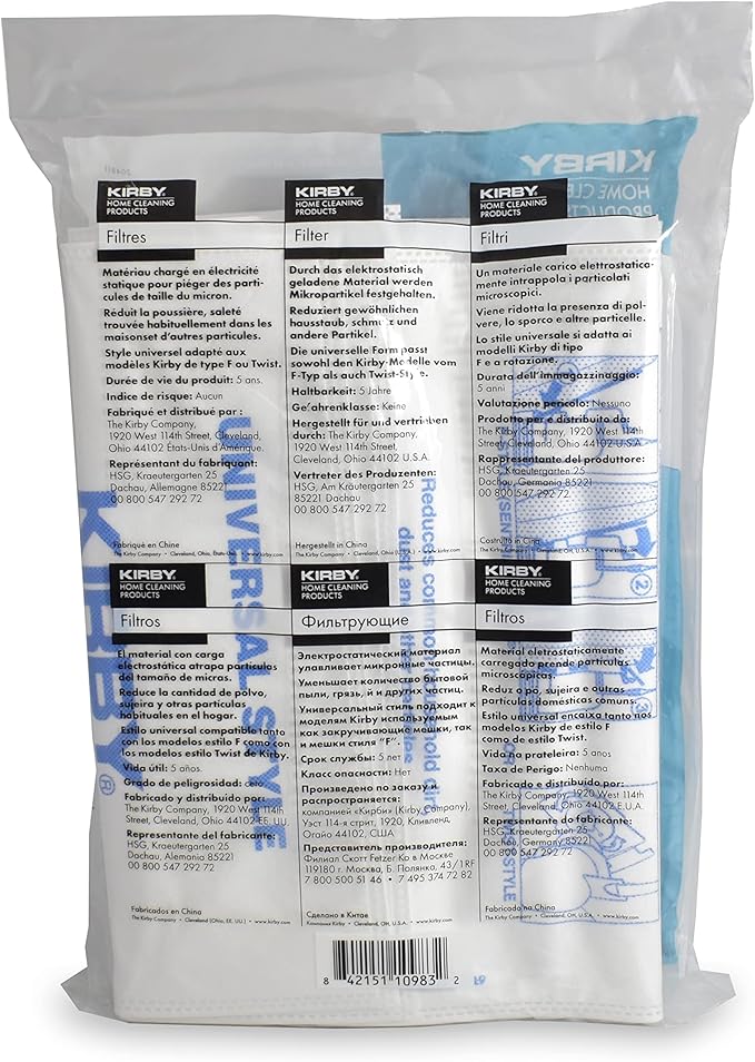 Kirby Micron Magic HEPA Filter Bags 6-Pack, Part #204811 | Genuine Kirby OEM | Fits F-Style & Twist-Style Kirby Vacuums (Avalir, Sentria, G Series)