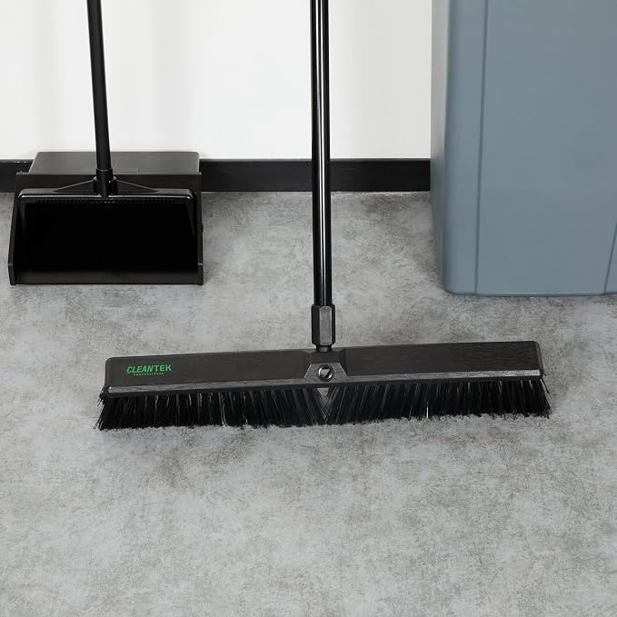 Restaurantware-BROOM HEAD ONLY: Clean Tek Professional 23.62-Inch Push Broom Head, 1 Heavy-Duty Cleaning Tool - Handle Sold Separately, Fine Flagged Bristles, Black Plastic, Outdoor Use