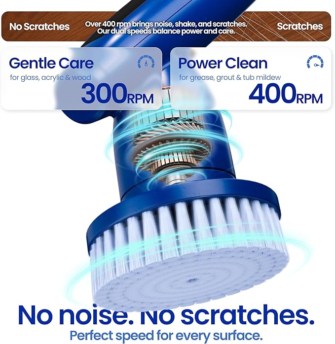 Electric Spin Scrubber & Wire Dishcloths 10 Pack Bundle – Cordless Power Scrubber 120 Min IPX7 Waterproof 8 Brush Heads + 8x8in Double-Layer Non-Scratch Reusable Cleaning Cloths