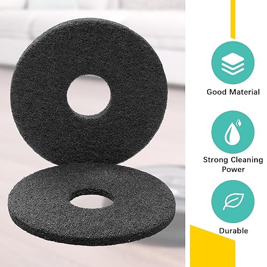 Teenyyou 12" Black Scrubbing Pads Commercial Cleaning Orbiter Pads-Maintenance Non Woven for Floor Buffer Machine 2 Pcs